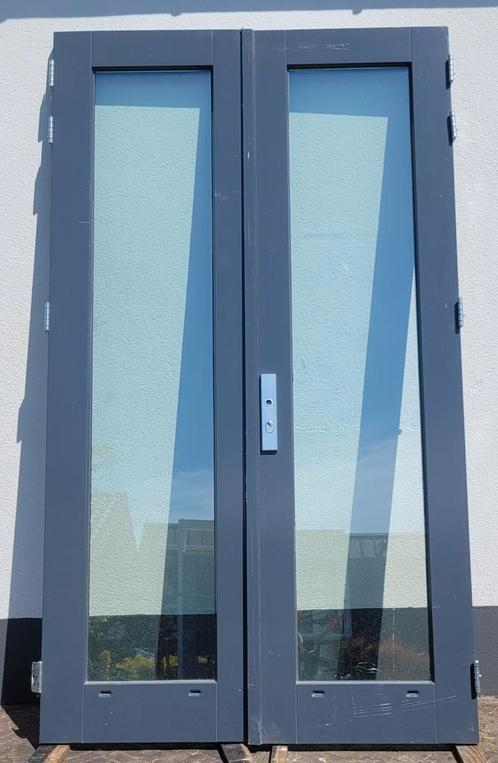 Mooie set hardhouten openslaande tuindeuren, Doe-het-zelf en Verbouw, Deuren en Horren, Gebruikt, Buitendeur, 215 cm of meer, 120 cm of meer