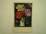 Oude kaart met gekleurde roos rozen bloemen, Verzenden, Voor 1920, Natuur