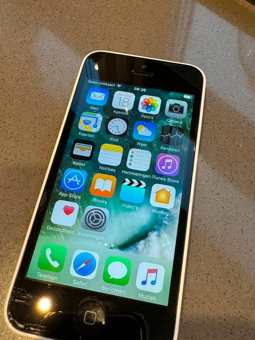 iPhone 5C wit 8GB, Telecommunicatie, Mobiele telefoons | Apple iPhone, Gebruikt, 8 GB, Zonder abonnement, Zonder simlock, iPhone 5C