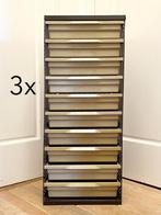Drie vintage jaren 70 archiefkasten met 10 laden, Huis en Inrichting, Kasten | Roldeurkasten en Archiefkasten, Ophalen, Minder dan 50 cm