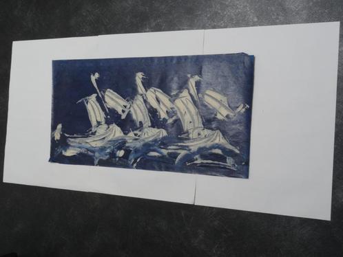 schilderij op doek zeilschepen titel Whitbread Bob Kijt 1981, Antiek en Kunst, Kunst | Schilderijen | Modern, Verzenden
