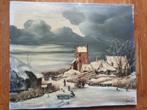 Schilderij winterlandschap G. W. van der Veldt Haarlem nr 1., Antiek en Kunst, Kunst | Schilderijen | Klassiek, Ophalen
