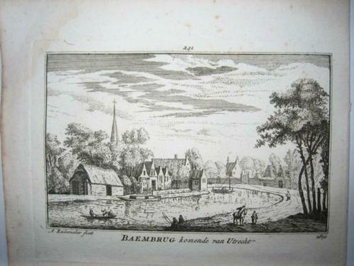 241 / Baambrug Baambrugge  Kopergravure 18e Eeuw, Antiek en Kunst, Kunst | Etsen en Gravures, Ophalen of Verzenden