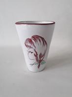 vintage keramieke vaas Aalten met meisjes hoofd met bakfout, Ophalen of Verzenden