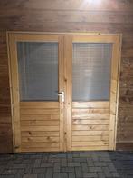Houten Openslaande Deuren met Glas tuinhuis, schuur, garage., Doe-het-zelf en Verbouw, Deuren en Horren, Ophalen, 120 cm of meer
