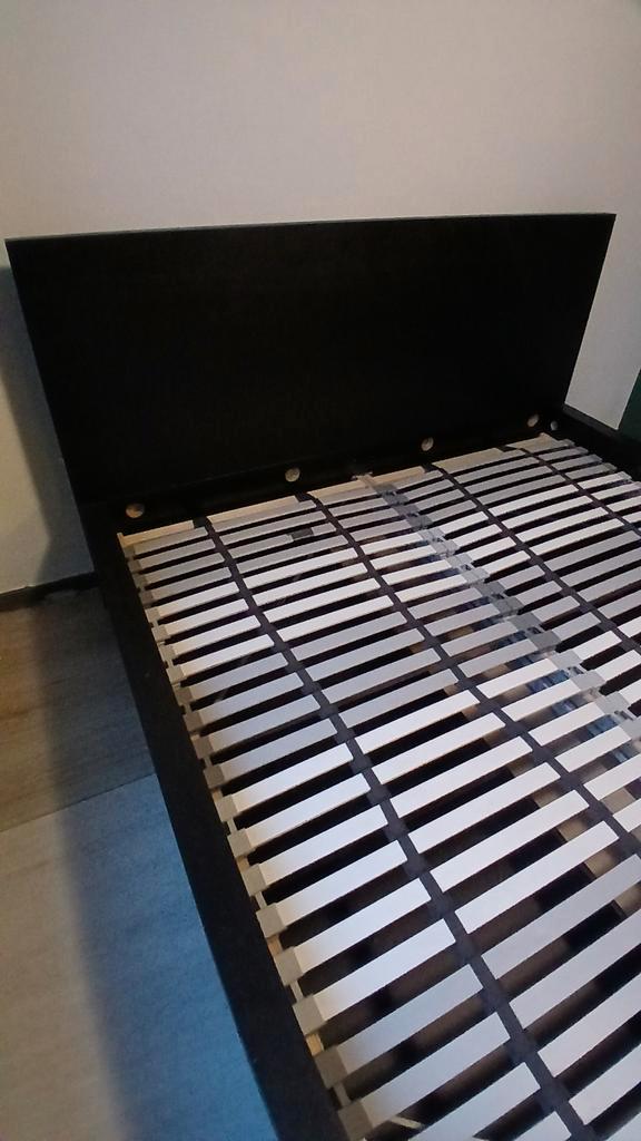 IKEA bed 160cm met lades en bedeinde, Huis en Inrichting, Slaapkamer | Bedden, Gebruikt, Tweepersoons, 160 cm, 200 cm, Hout, Zwart