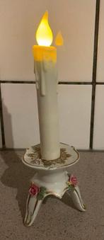 Prachtige porseleinen kandelaar met bloemen antiek, Antiek en Kunst, Ophalen of Verzenden, Koper of Brons