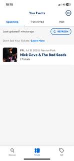 2 tickets Nick Cave & The Bad Seeds in Brighton Preston Park, Tickets en Kaartjes, Twee personen, Juli