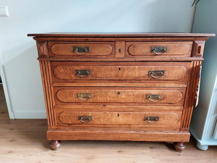 Vintage houten ladekast in goede staat, Huis en Inrichting, Kasten | Ladekasten, Gebruikt, Minder dan 100 cm, 50 tot 100 cm, 25 tot 50 cm