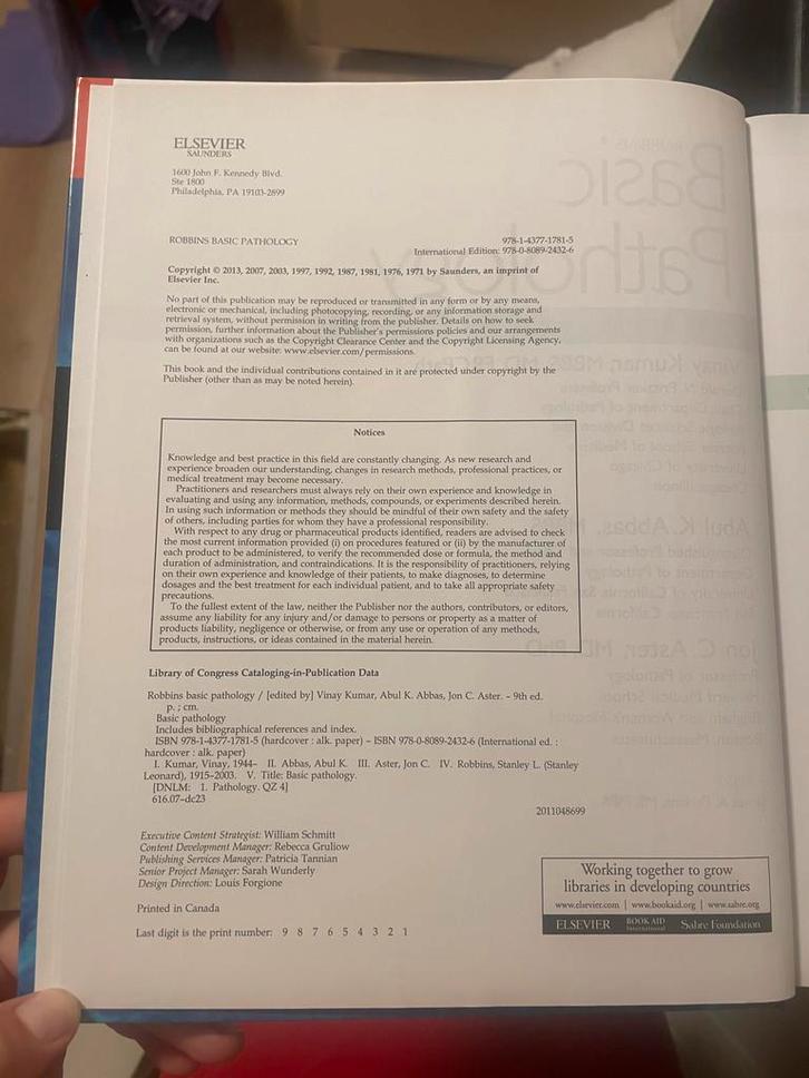 Robbins Basic Pathology - 9e - Perfecte Staat, Boeken, Studieboeken en Cursussen, Zo goed als nieuw, WO, Beta, Ophalen of Verzenden