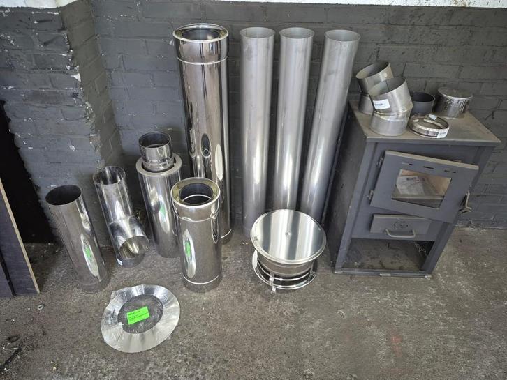 Kachel compleet met RVS Kachelpijpen (geheel nieuw), Huis en Inrichting, Kachels, Nieuw, Vrijstaand, Houtkachel, Hout, Ophalen