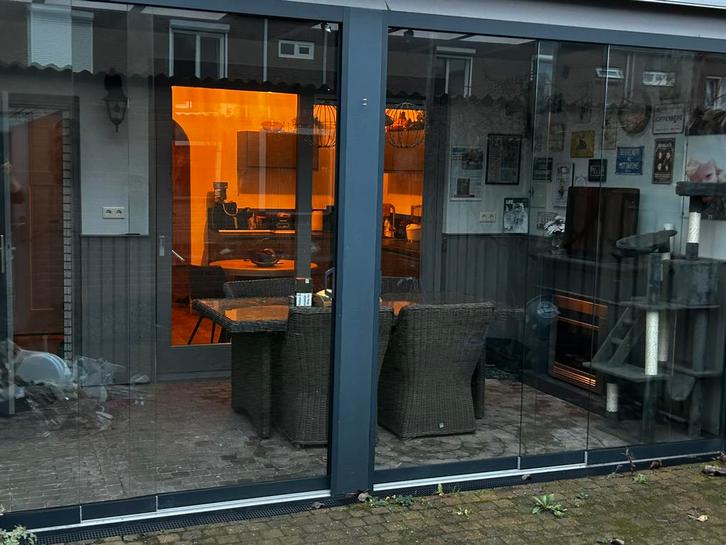 2x glazen schuifwand, Doe-het-zelf en Verbouw, Glas en Ramen, Glasplaat, 160 cm of meer, Ophalen