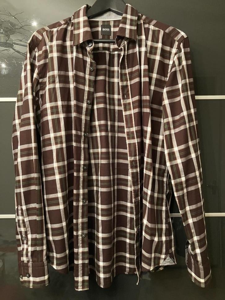 Hugo Boss; Slim-Fit Overhemd Van Katoenen; Maat 41; Brown, Kleding | Heren, Overhemden, Zo goed als nieuw, Halswijdte 41/42 (L)