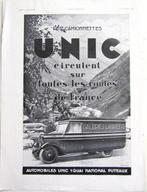 2 grote advertenties van Bernard en Unic 1931 vrachtwagens t, Verzamelen, Automerken, Motoren en Formule 1, Auto's, Gebruikt, Ophalen