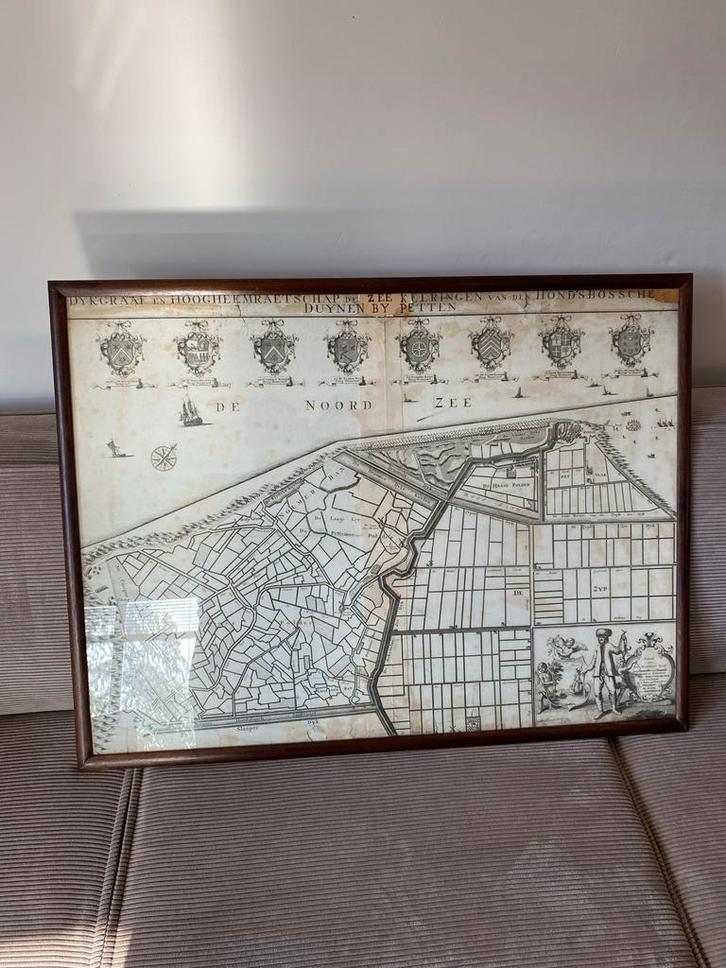 Oude landkaart Petten 1730 - 92x70 cm, Boeken, Atlassen en Landkaarten, Landkaart, Nederland, Voor 1800, Ophalen