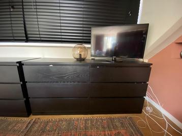 2x Ikea Malm kast zwart te koop