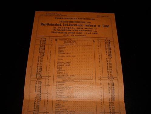 Folder/flyer Nederlandsche Spoorwegen naar Duitsland 1924, Verzamelen, Spoorwegen en Tramwegen, Gebruikt, Trein, Overige typen