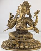 bronzen standbeeld Ganesha met 4 armen op troon, Ophalen of Verzenden