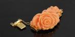 Koraal bloem roos 18k gouden exclusief slot bloedkoraal, Sieraden, Tassen en Uiterlijk, Antieke sieraden, Ophalen of Verzenden