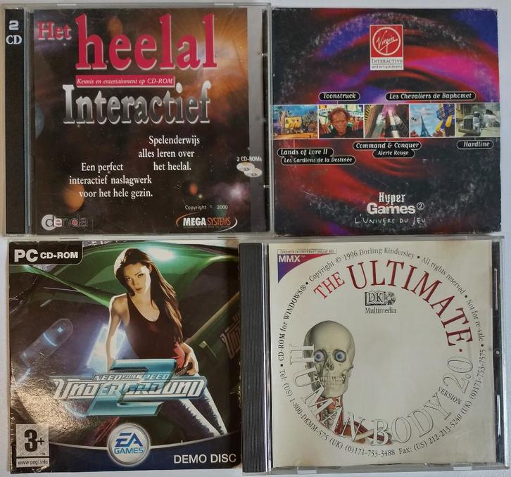 GRATIS 4x CD-rom over heelal, menselijk lichaam, leuke games, Spelcomputers en Games, Games | Pc, Zo goed als nieuw, Overige genres