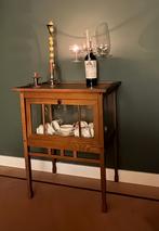 Antiek theekastje, eiken, Huis en Inrichting, Tafels | Sidetables, Ophalen, 50 tot 100 cm, Zo goed als nieuw, 25 tot 50 cm