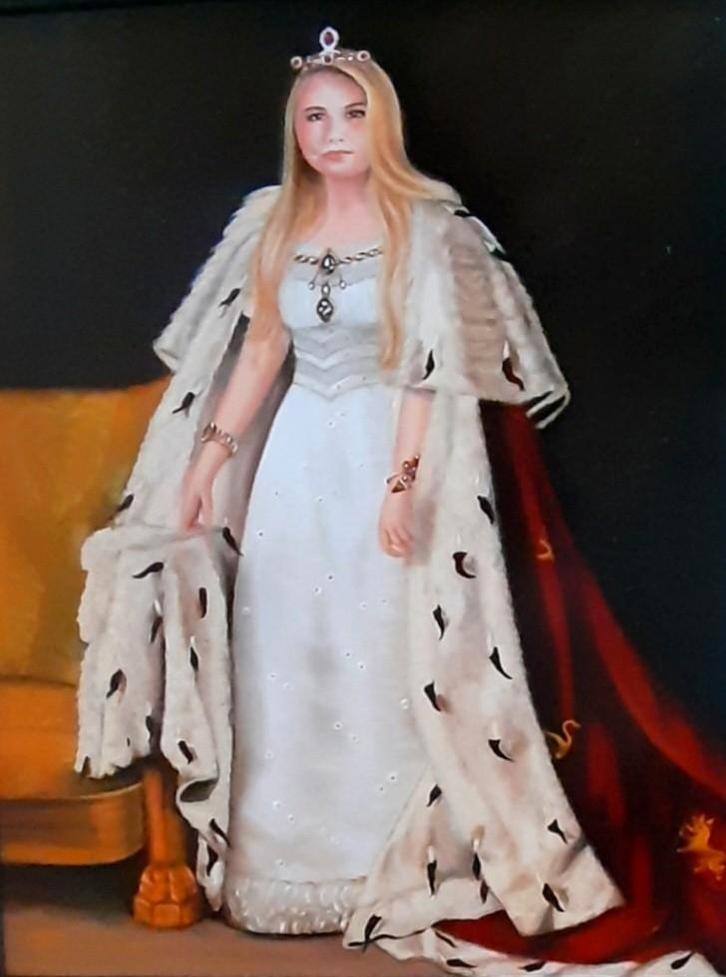 Amalia als koningin in kledij van Wilhelmina, Antiek en Kunst, Kunst | Schilderijen | Klassiek, Ophalen