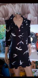 Leuk zwart jurkje tuniek met vogels kraanvogels Ambika mt 38, Maat 38/40 (M), Zwart, Ophalen of Verzenden, Ambika