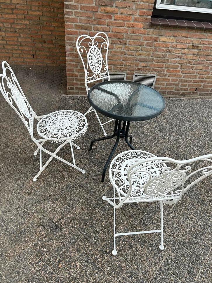 Tuinset: Tafel met Stoelen, Tuin en Terras, Tuinsets en Loungesets, Gebruikt, Tuinset, Overige materialen, 2 zitplaatsen, Eettafel