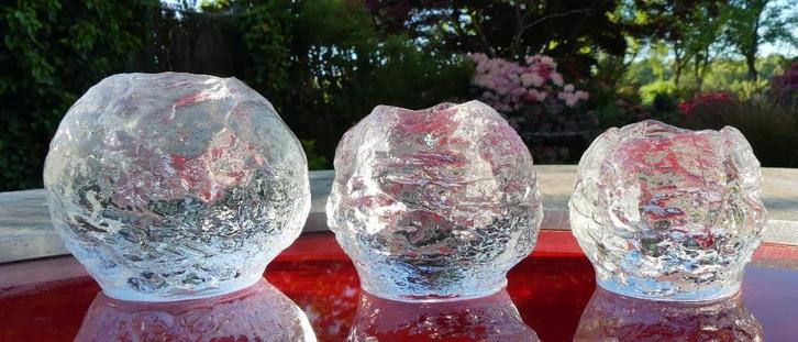Kosta Boda Snowball Waxinelicht Loodkristal Set 3 maten, Antiek en Kunst, Antiek | Glas en Kristal, Ophalen of Verzenden
