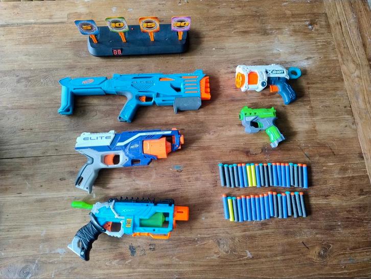 Nerf & X-Shot Pistolen met Doelwit, Kinderen en Baby's, Speelgoed | Overig, Gebruikt, Jongen of Meisje, Ophalen of Verzenden