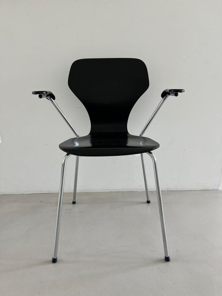 vintage design Phoenix Denmark keukenstoel / bureaustoel, Huis en Inrichting, Stoelen, Zo goed als nieuw, Eén, Hout, Metaal, Zwart