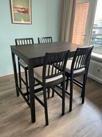 IKEA hoge eettafel met stoelen, Ophalen of Verzenden, Zo goed als nieuw, 4 tot 6 stoelen