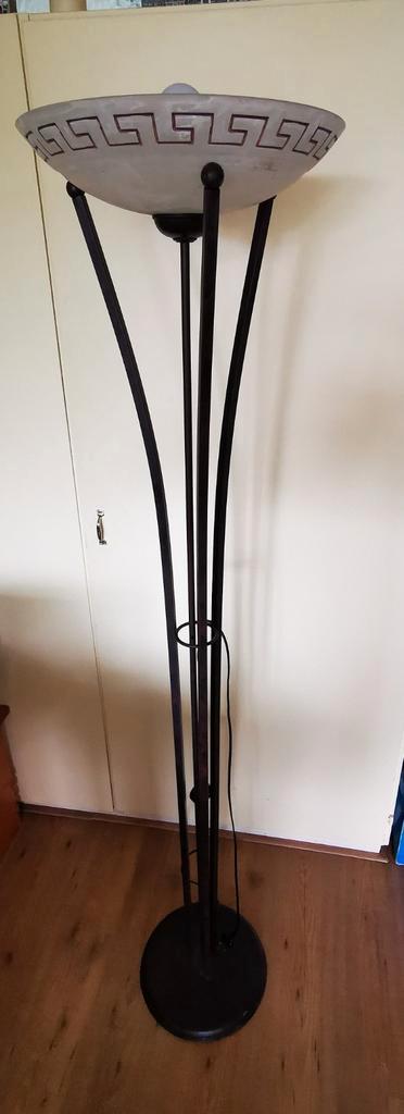 Stalamp Grieks/Mediterraans, Huis en Inrichting, Lampen | Vloerlampen, Zo goed als nieuw, 100 tot 150 cm, Glas, Metaal, Ophalen