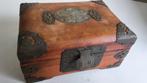 Antiek chinees juwelen kistje hout/koper/zijde, Ophalen of Verzenden