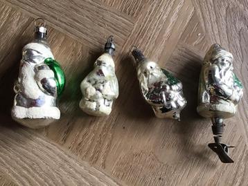 4 antieke kestballen,zilveren kerstbal,kerstman voor in boom beschikbaar voor biedingen