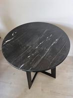 Zwart stenen / marmer bijzettafel metaal onderstel, Rond, Gebruikt, 45 tot 60 cm, Minder dan 55 cm