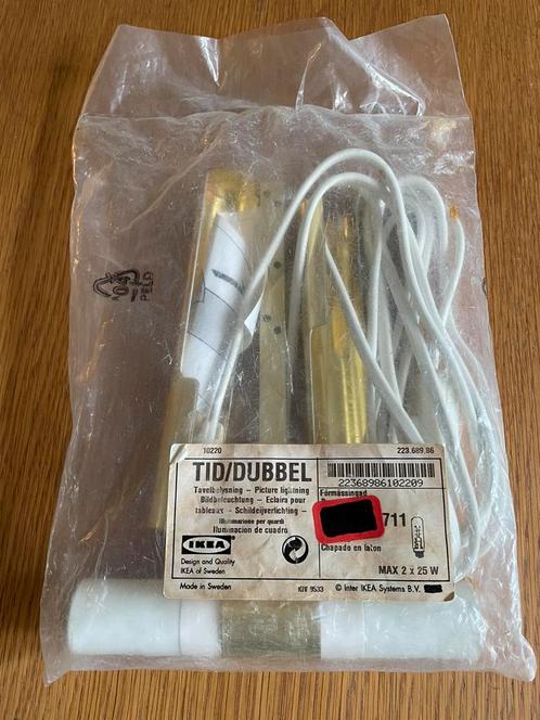 Vintage IKEA Tid schilderijlampje dubbel - goud 70s design, Huis en Inrichting, Lampen | Wandlampen, Zo goed als nieuw, Metaal