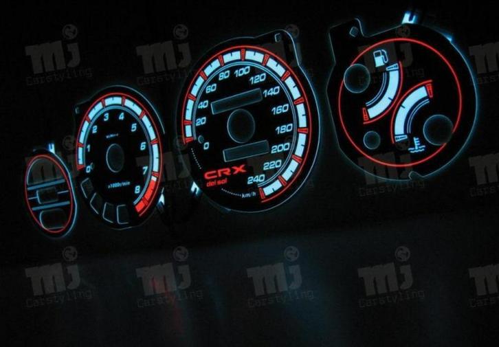 Honda CRX Del Sol - Indiglo Tellerplaten, Auto diversen, Tuning en Styling, Ophalen of Verzenden