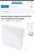 Sanivesk Design Ventilator kunststof Ø125 mm wit vierkant me, Doe-het-zelf en Verbouw, Ventilatie en Afzuiging, Ventilator, Ophalen of Verzenden