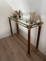 Sidetable glas met gouden details, Ophalen, 50 tot 100 cm, Rond, 25 tot 50 cm
