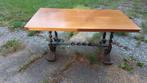 Salontafel met massief houten blad op smeedijzeren onderkant, Huis en Inrichting, Tafels | Salontafels, Ophalen, Gebruikt, 50 tot 100 cm