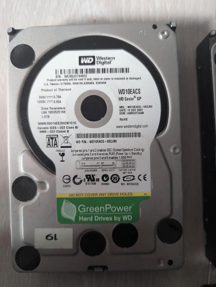 WD Caviar Green 1TB HDD - SATA, Computers en Software, Harde schijven, Gebruikt, Desktop, Intern, HDD, SATA, Ophalen of Verzenden
