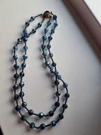 Vintage blauwe glas kralen ketting, Met kristal, Overige materialen, Gebruikt, Blauw