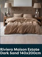 2x Riviera Maison Estate Dark Sand 140x200cm - 2 stuks, Huis en Inrichting, Eenpersoons, Beige, Dekbedovertrek, Ophalen of Verzenden