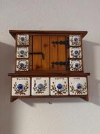 Prachtig vintage houten kruidenkastje met keramische potjes, Antiek en Kunst, Antiek | Keukenbenodigdheden, Ophalen