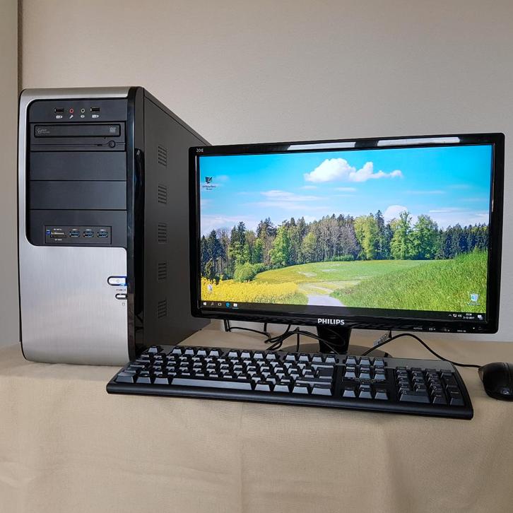 Nette Intel Core PC HDD of SSD Win10 + LCD Incl Win 10, Computers en Software, Desktop Pc's, Gebruikt, SSD, Met monitor, Ophalen of Verzenden