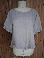 Linnen taupebeige romantische blouse, Kleding | Dames, Blouses en Tunieken, Ophalen of Verzenden, Zo goed als nieuw, Maat 38/40 (M)