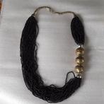 Collier zwarte ketting, gemaakt van kleine kralen, Antiek en Kunst, Ophalen, Dames