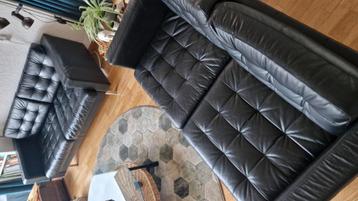 Zwart leren banken 2x 2-zits landskrona Ikea - afbeelding 5