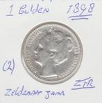 (2) Mooie 1 gld 1898 zfr zeldzaam jaar., Postzegels en Munten, Munten | Nederland, Zilver, Koningin Wilhelmina, 1 gulden, Ophalen of Verzenden